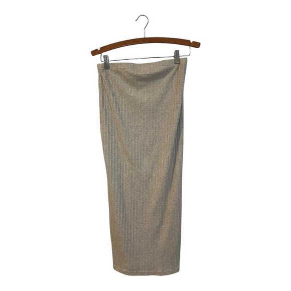 H&M Mama Maternity Midi Skirt Ribbed Grey Long Size Medium - Picture 1 of 4